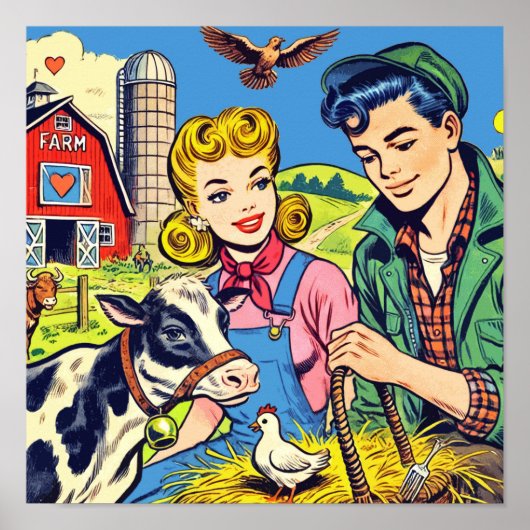 Retro boerderij strips poster (Voorkant)