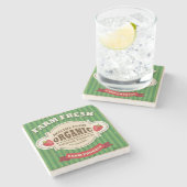 Retro Boerderij: vers Poster ontwerp Stenen Onderzetter (Zijkant)