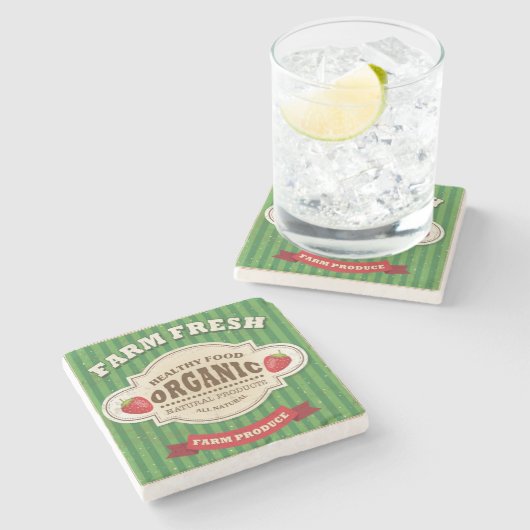 Retro Boerderij: vers Poster ontwerp Stenen Onderzetter (Zijkant)