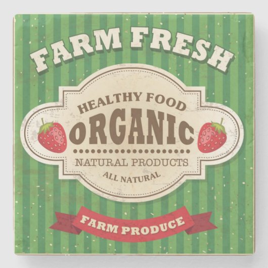 Retro Boerderij: vers Poster ontwerp Stenen Onderzetter (Voorkant)