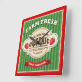 Retro Boerderij: vers Poster ontwerp Vierkante Klok (Hoek)