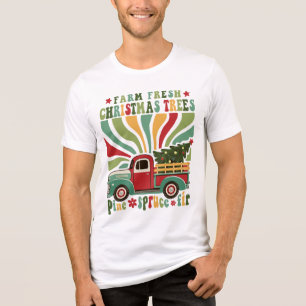 Retro Boerderij Verse Kerstbomen Truck Tri-Blend Shirt