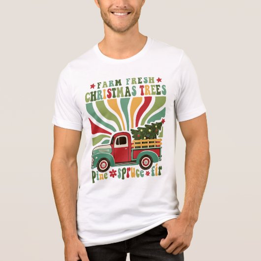 Retro Boerderij Verse Kerstbomen Truck Tri-Blend Shirt (Voorkant)