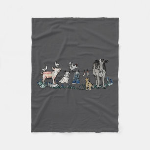 Retro boerderijdieren meme boerderijdieren hangend fleece deken