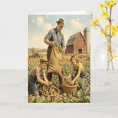 Retro boerenscène Vaderdagkaart Kaart (Gele Bloem)