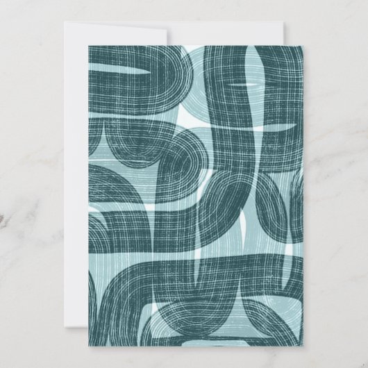 Retro Bogen En Rondingen en Lijnen Teal Huwelijk Kaart (Achterkant)
