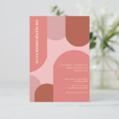 Retro Bogen Koraalroze Trouwaccommodaties Informatiekaartje (Staand voorkant)