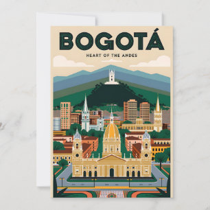 Retro Bogotá Colombia Hart van de Andes Oud Feestdagenkaart