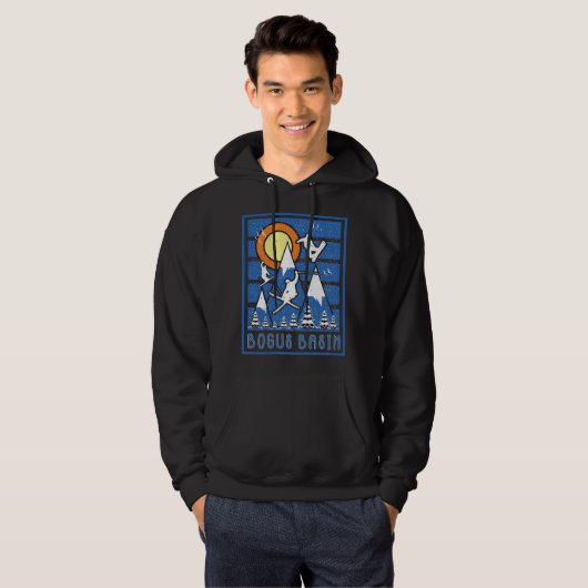 Retro Bogus Basin Mountain Ski Hoodie (Voorkant volledig)