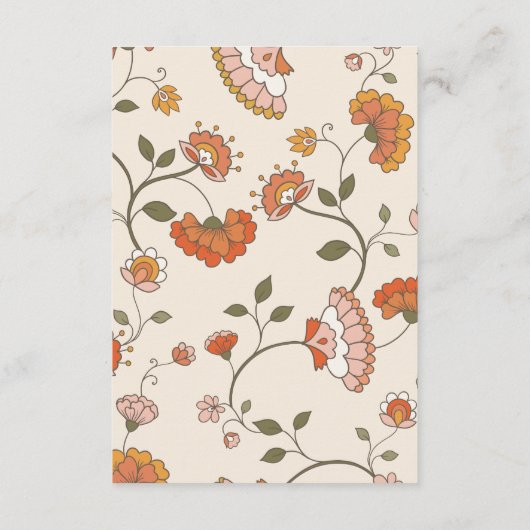 Retro Boheem Bloemige Trouwdetails QR-code Informatiekaartje (Achterkant)