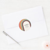Retro Boheem Regenboog Unieke Bruiloft Custom Ronde Sticker (Envelop)