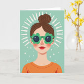 Retro Boheem Vrouw Kaart (Gele Bloem)