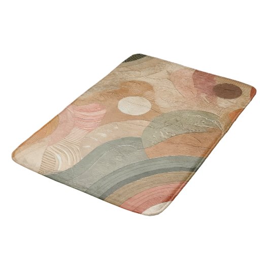 Retro  Boheems Aardse Abstract Ontwerp Badmat (Gekanteld)