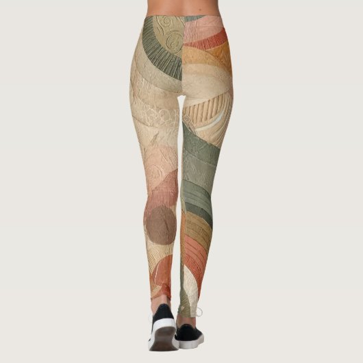 Retro  Boheems Aardse Abstract Ontwerp Leggings (Achterkant)