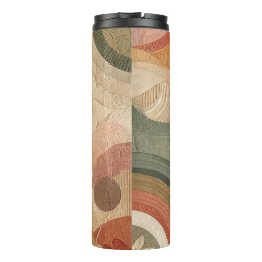 Retro Boheems Aardse Abstract Ontwerp Thermosbeker (Achterkant)