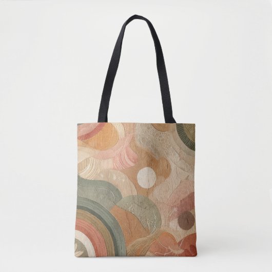 Retro  Boheems Aardse Abstract Ontwerp Tote Bag (Voorkant)