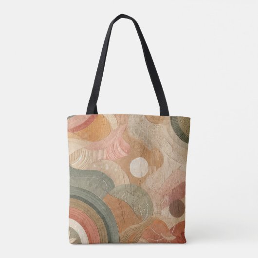 Retro Boheems Aardse Abstract Ontwerp Tote Bag (Achterkant)