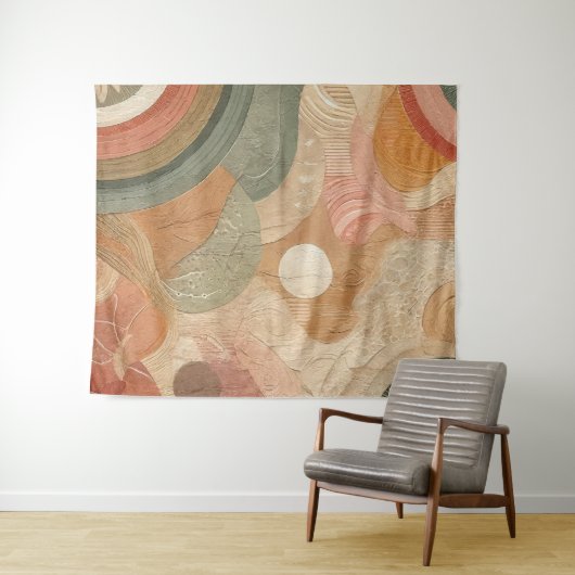 Retro  Boheems Aardse Abstract Ontwerp Wandkleed (In Situ (horizontaal))