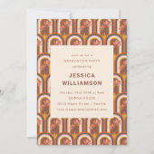 Retro Bohemian Autumn Terracotta Floral Afstuderen Kaart (Voorkant)