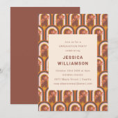 Retro Bohemian Autumn Terracotta Floral Afstuderen Kaart (Voorkant / Achterkant)