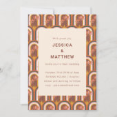 Retro Bohemian Autumn Terracotta Floral Wedding Kaart (Voorkant)