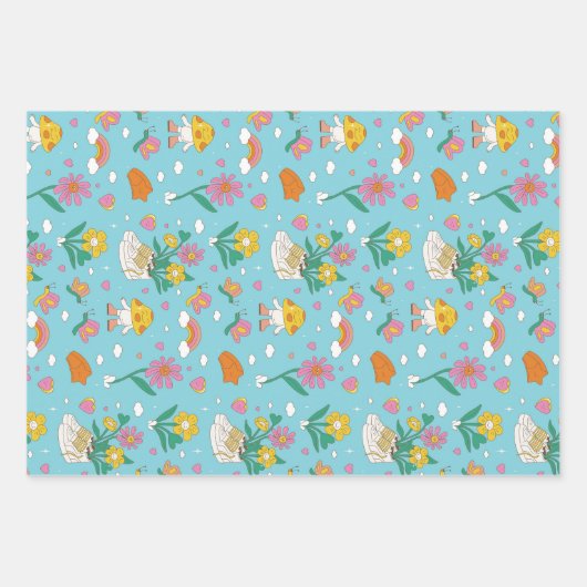 Retro Bohemian Flower Garden Floral Pattern Inpakpapier Vel (Voorkant)