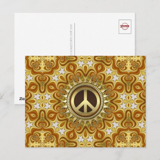 Retro Bohemian Groove Peace Symbol Briefkaart (Voorkant / Achterkant)