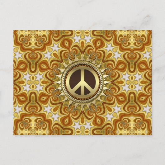 Retro Bohemian Groove Peace Symbol Briefkaart (Voorkant)