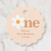 Retro Bohemian One Daisy Eerste Verjaardag Bedankjes Labels (Voorkant)