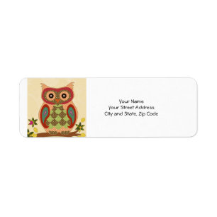 Retro Bohemian Owl Etiket