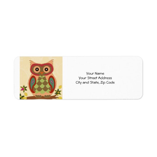 Retro Bohemian Owl Etiket (Voorkant)