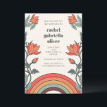 Retro Bohemian Rainbow Floral — unieke bat Mitzvah Kaart<br><div class="desc">Retro Bohemian Rainbow Floral Unique Bat Mitzvah Invitation</div>