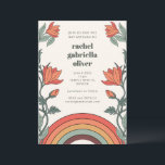 Retro Bohemian Rainbow Floral — unieke bat Mitzvah Kaart<br><div class="desc">Retro Bohemian Rainbow Floral Unique Bat Mitzvah Invitation</div>