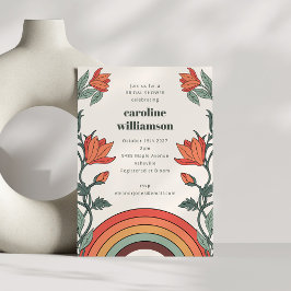 Retro Bohemian Rainbow Floral Unique Vrijgezellenf Kaart