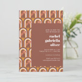 Retro Bohemian Terracotta Floral Bat Mitzvah Kaart (Staand voorkant)