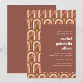 Retro Bohemian Terracotta Floral Bat Mitzvah Kaart (Voorkant / Achterkant)