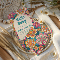Retro Boho 70er jaren Groovy Bloemen Baby Shower