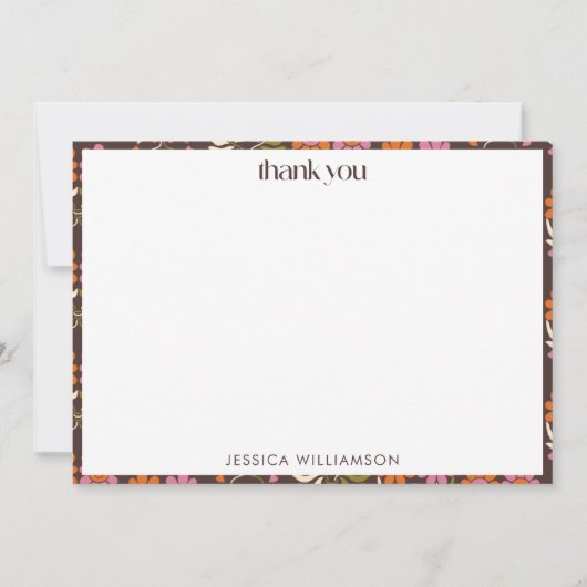 Retro Boho 70s Bloemen Groovy Baby shower Aangepas Bedankkaart (Voorkant)