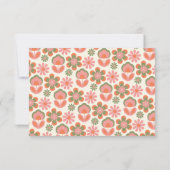 Retro Boho 70s Flowers Roze Aangepast Vrijgezellen Bedankkaart (Achterkant)