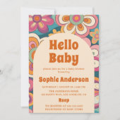 Retro Boho 70s Groovy Floral Baby Shower    Kaart (Voorkant)
