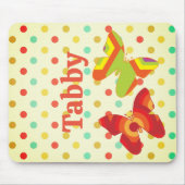 Retro boho 70's stripe polka dot butterfly sinaasa muismat (Voorkant)