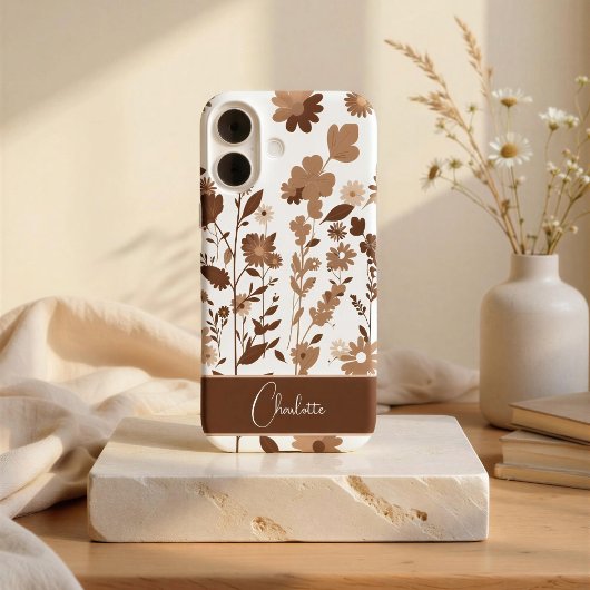 Retro Boho Aardse Bloemstuk Aangepaste Naam Case-Mate iPhone Case