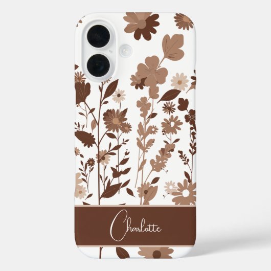 Retro Boho Aardse Bloemstuk Aangepaste Naam Case-Mate iPhone Case (Achterkant)
