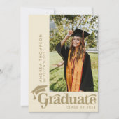 Retro Boho Aardse Graduation Cap Fotocollage Kaart (Voorkant)