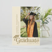 Retro Boho Aardse Graduation Cap Fotocollage Kaart (Staand voorkant)