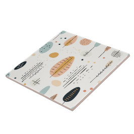 Retro Boho Abstract Trendy Collectie Tegeltje