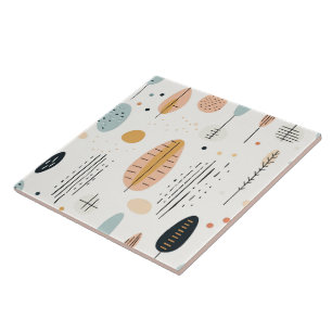 Retro Boho Abstract Trendy Collectie Tegeltje