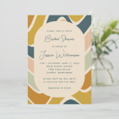 Retro Boho Abstract Wavy Pastel Blauwgroen Vrijgez Kaart (Staand voorkant)