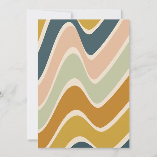 Retro Boho Abstract Wavy Pastel Blauwgroen Vrijgez Kaart (Achterkant)