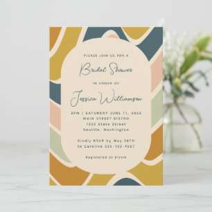 Retro Boho Abstract Wavy Pastel Blauwgroen Vrijgez Kaart